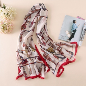 Chain printing silk sunscreen scarf