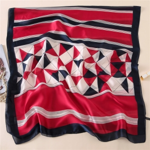 Geometric print silk sun protection scarf