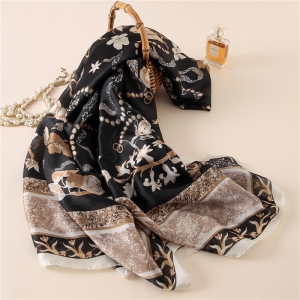 Flower printing silk sunscreen large scarf