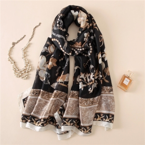 Flower printing silk sunscreen large scarf