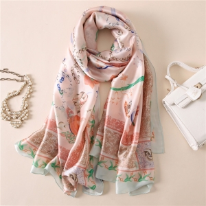 Flower printing silk sunscreen large scarf