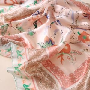 Flower printing silk sunscreen large scarf