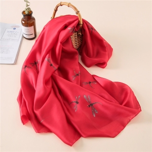 dragonfly printed silk sunscreen scarf