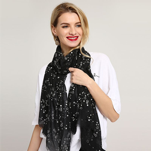 Hot silver star decorative printing cotton scarf