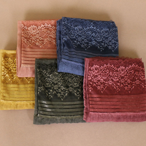 China cheap monochromatic cotton lace stitching scarf