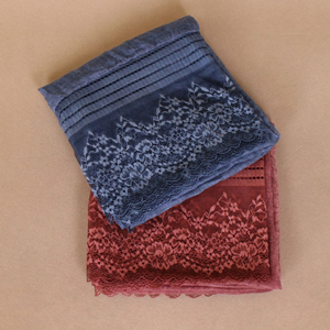 China cheap monochromatic cotton lace stitching scarf