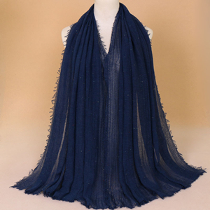 Cheap monochrome cotton and linen crumpled decorative scarf