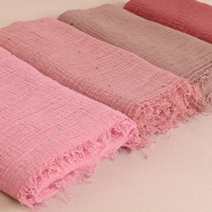 Cheap monochrome cotton and linen crumpled decorative scarf