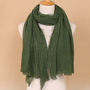 Cheap monochrome cotton and linen crumpled decorative scarf