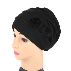 Cheap cotton monochromatic double floral flower Muslim head scarf