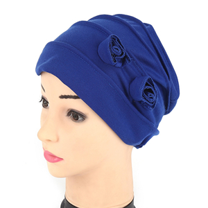 Cheap cotton monochromatic double floral flower Muslim head scarf
