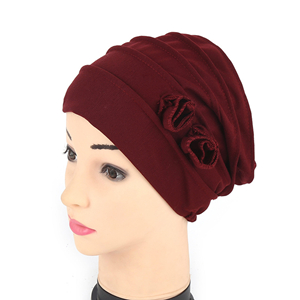 Cheap cotton monochromatic double floral flower Muslim head scarf