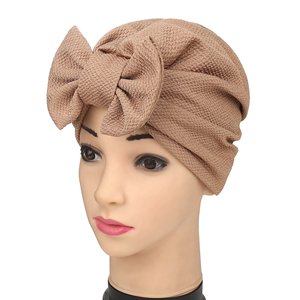 Bow pineapple flower muslim solid color head scarf
