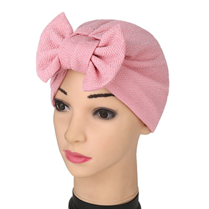 Bow pineapple flower muslim solid color head scarf