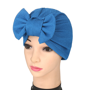 Bow pineapple flower muslim solid color head scarf
