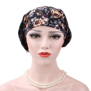 Wholesale cotton curved Muslim floral headscarf