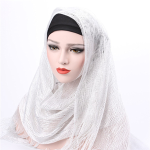 Chinese wholesale bright silk tassel Muslim head scarf
