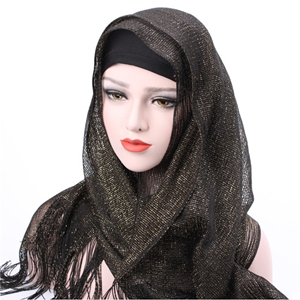 Chinese wholesale bright silk tassel Muslim head scarf