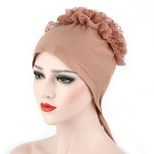 Muslim flower solid color lace head scarf