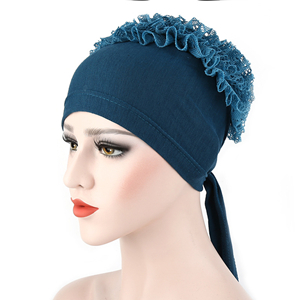 Muslim flower solid color lace head scarf