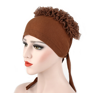 Muslim flower solid color lace head scarf