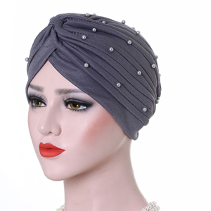 Wholesale muslim beaded pleated head scarf