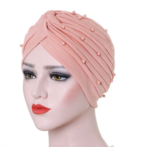 Wholesale muslim beaded pleated head scarf