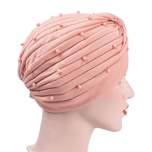 Wholesale muslim beaded pleated head scarf