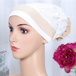 Bicolor stretch with floral Muslim head scarf