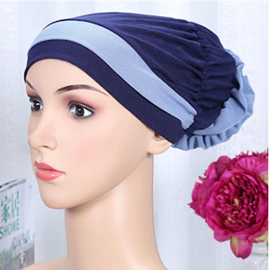 Bicolor stretch with floral Muslim head scarf