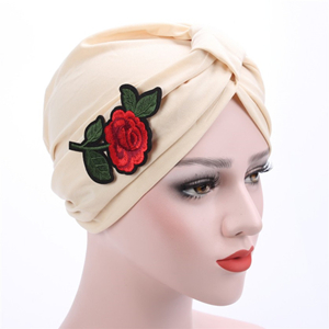 Cotton rose applique head scarf cheap from china