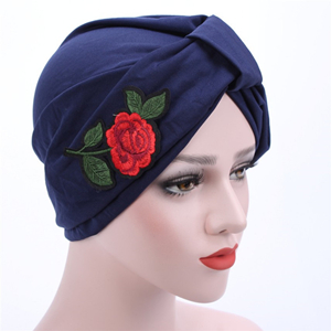 Cotton rose applique head scarf cheap from china