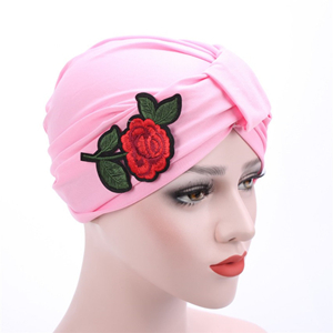 Cotton rose applique head scarf cheap from china