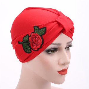 Cotton rose applique head scarf cheap from china