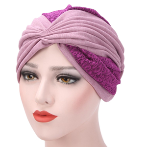 Wholesale two-tone pleated Muslim head scarf