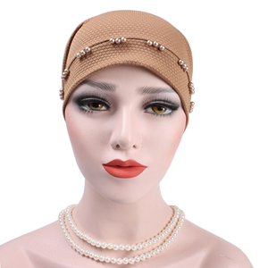 Monochrome beaded flower Muslim cheap head scarf