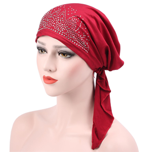 Cheap solid curved hot drilling Muslim head scarf
