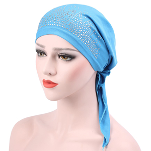 Cheap solid curved hot drilling Muslim head scarf