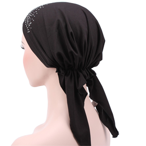 Cheap solid curved hot drilling Muslim head scarf