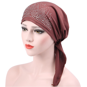 Cheap solid curved hot drilling Muslim head scarf