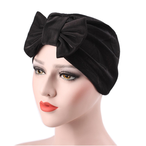 Wholesale solid color silk bow Muslim head scarf