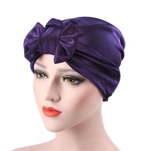 Wholesale solid color silk bow Muslim head scarf