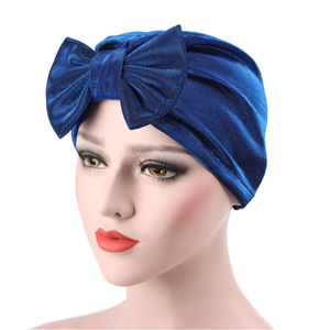 Wholesale solid color silk bow Muslim head scarf