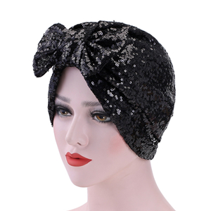 Wholesale muslim sequin double bow head scarf