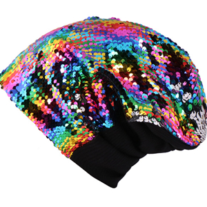 Sequin knitted warm ear protector cheap head scarf