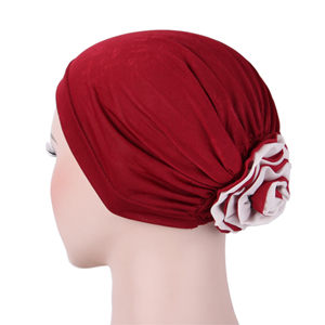 Cheap bi-colored flower Muslim headscarf
