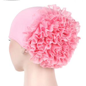 Pure color lace large flower plate Muslim head scarf