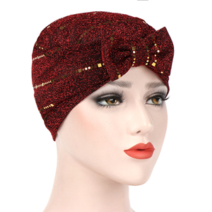 Bow bright silk Muslim color headscarf