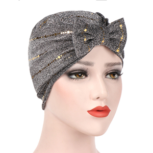 Bow bright silk Muslim color headscarf