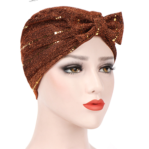 Bow bright silk Muslim color headscarf